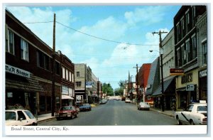 c1960s Broad Street Business District Central City Kentucky KY Unposted Postcard