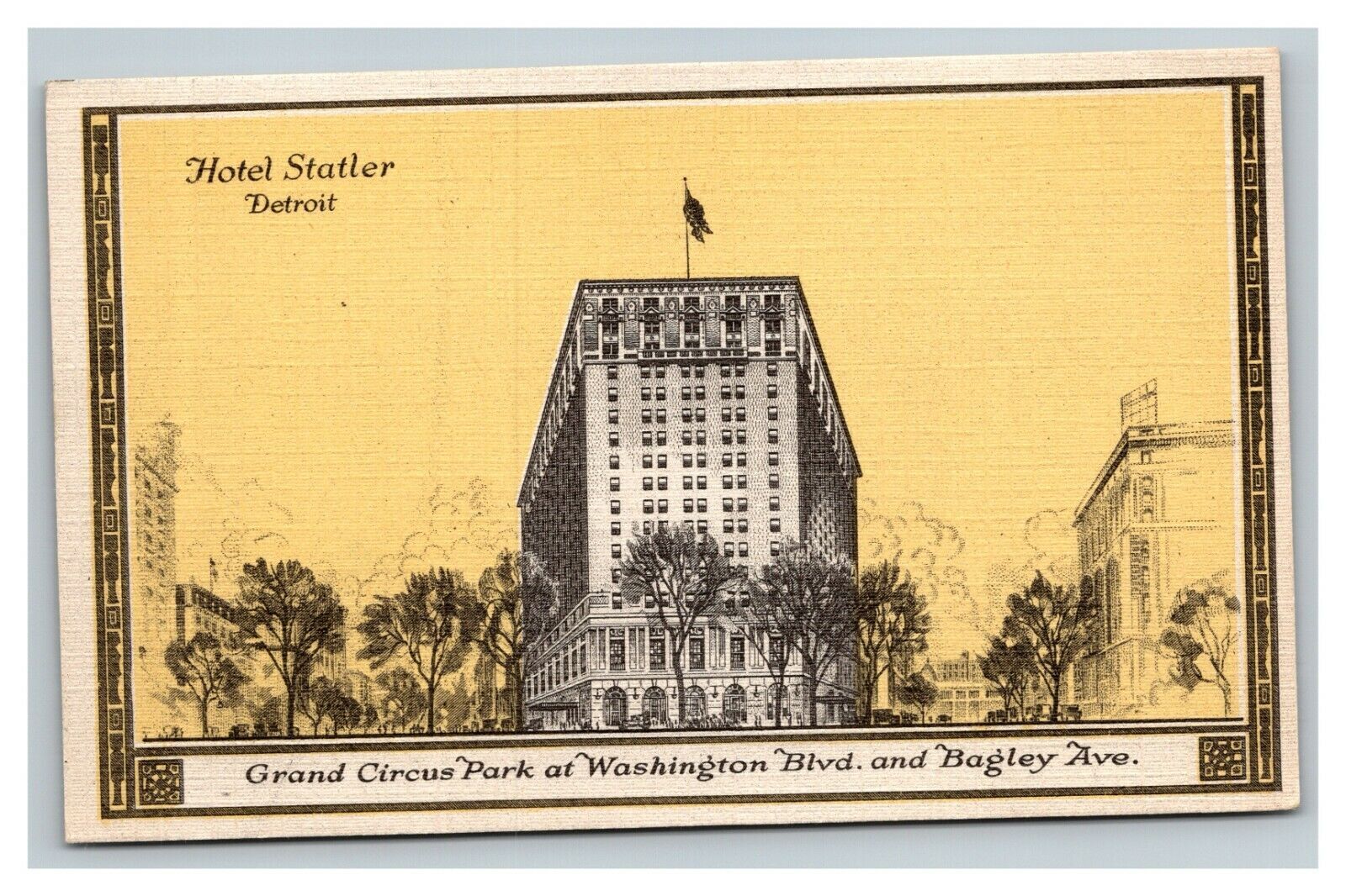 Vintage 1900's Advertising Postcard Hotel Statler Grand Circus Detroit