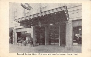 G67/ Cadiz Ohio Postcard c1920 Confectionery Candy General Custer Hotel
