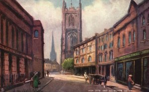 Vintage Postcard Iron Gate And All Saints Derby Street View Oilette Raphael Tuck
