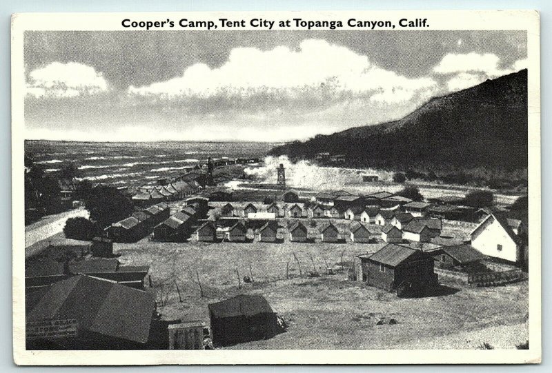 VTG Postcard CA California Topanga Canyon Cooper's Camp Tent City Malibu A4