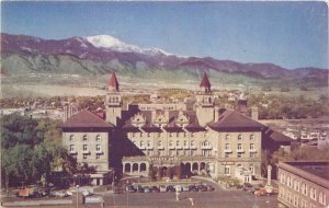 Colorado Springs Colorado Antlers Hotel Birdseye autos Postcard 22-2041