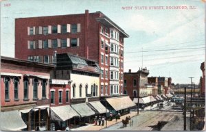 Postcard IL Rockford - West State Street