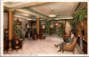 Postcard Lobby at Hotel Griswold in Detroit, Michigan