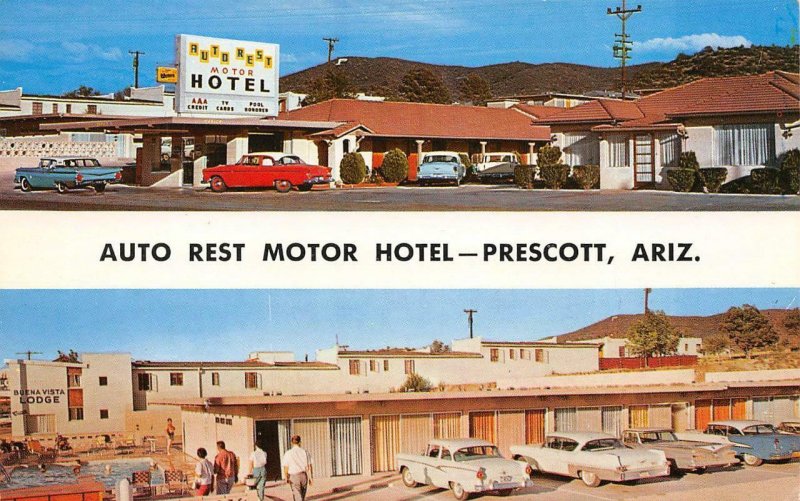 AUTO REST MOTOR HOTEL Prescott, Arizona US 89 Roadside ca 1950s Vintage Postcard
