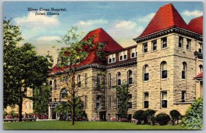 Vtg Joliet Illinois IL Silver Cross Hospital 1940s View Linen Old Postcard