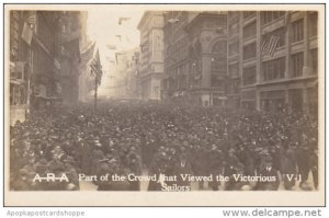 Military Part Of The Crowd That Viewed The Victorious V-1 Sailors Real Photo