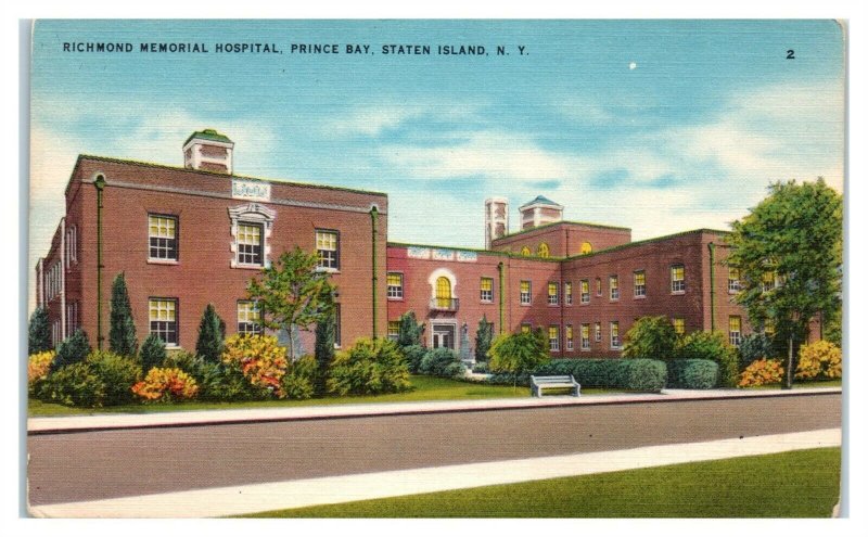 Richmond Memorial Hospital, Prince Bay, Staten Island, NY Postcard *6S32