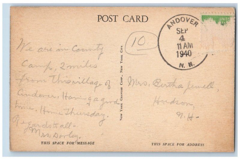 1940 Unitarian Church Andover New Hampshire NH Vintage Posted Postcard