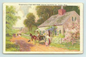 Compliments The New Home Sewing Machine CO Orange Massachusetts MA Postcard 