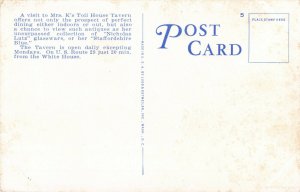 Postcard Mrs. K Toll House Tavern Washington DC