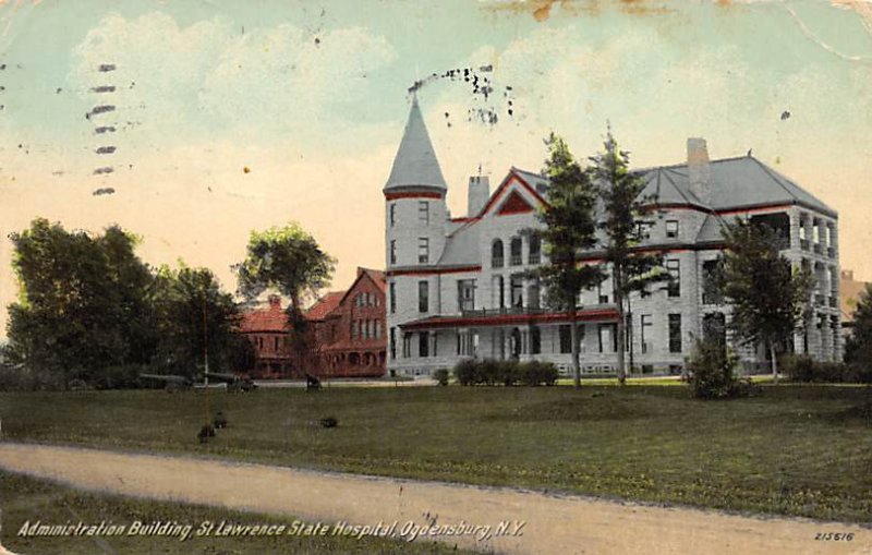 Administration building, St. Lawrence state Ogensburg, New York, USA Hospital...