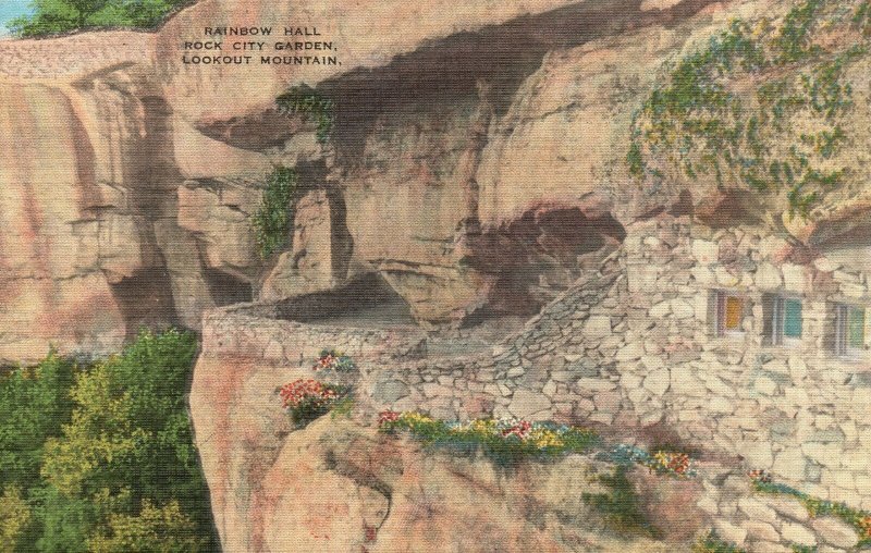 Vintage Postcard Rainbow Hall Rock City Garden Spot Lookout Mountain Georgia GA