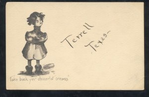 TERRELL TEXAS TAKE BACK UR CHOCOLATE CREAMS CANDY GIRL VINTAGE POSTCARD