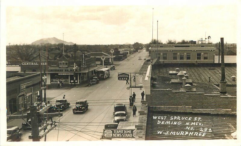 New Mexico Deming West Spruce Street autos 1930s RPPC Photo Postcard 22-6336