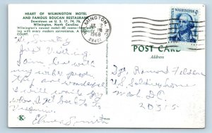 WILMINGTON, NC ~ HEART of WILMINGTON MOTEL 1968 Roadside  Postcard