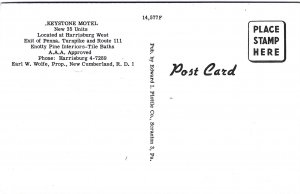 1940's Keystone Motel, Harrisburg, PA Linen Postcard