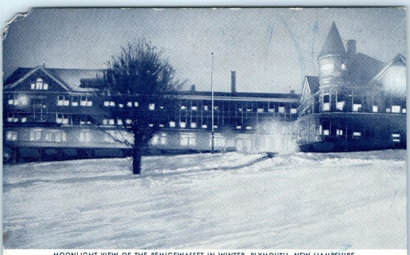 c1920s Plymouth, NH Pemigewasset Hotel Winter Litho Photo Postcard A82