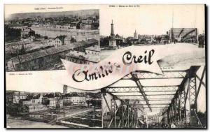 Old Postcard Creil Iron Bridge Entrance