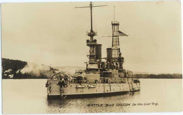 RPPC of Battle Ship Oregon on Her Last Trip, OR