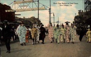 New Orleans Louisiana LA Mardi Gras Parade Clowns Maskers c1910 Postcard