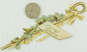 1890's Lovely Die Cut Crooks Staff Valentine Victorian Card PD105