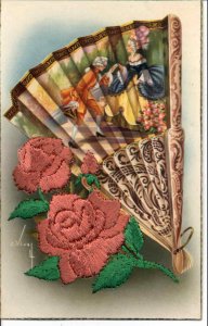 Silk Flower - Fan View Romance Vival or Vivall? Old Postcard #2