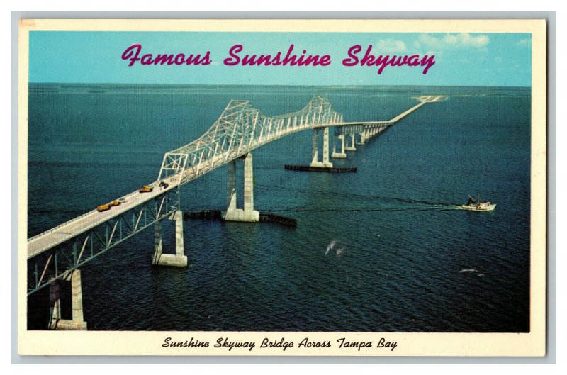 Postcard FL Sunshine Skyway Bridge Across Tampa Bay Vintage Standard View Card