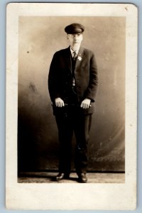 c1910's Police Sherriff Gar Veteran Studio RPPC Photo Unposted Antique Postcard