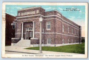 1933 Masonic Temple Building Entrance Sturgeon Bay Wisconsin WI Antique Postcard