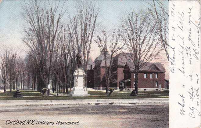 Soldier's Monument - Cortland NY, New York - pm 1906 - UDB