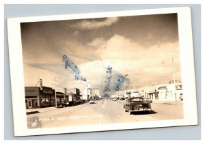 Vintage 1950's RPPC Postcard Main Street Perryton Texas Antique Cars and Stores