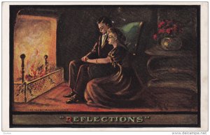 Reflections, Couple sitting together in front of a roaring fire, 10-20s