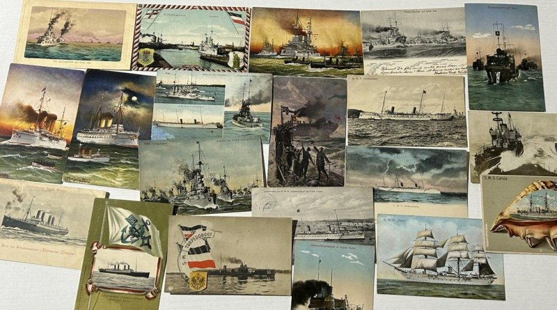 Germany Navy Battleship Postcard Lot (20) Torpedo Boats War Time 1900s SMS Art