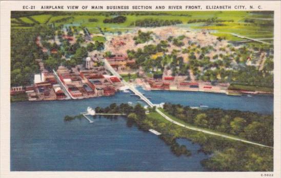 Airplane View Of Main Business Section and River Front Elizabeth City North C...