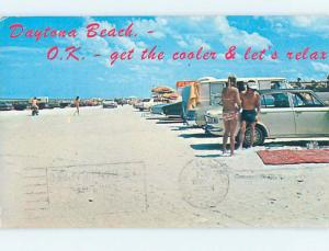 Pre-1980 OLD CARS ON BEACH Daytona Beach Florida FL M7471