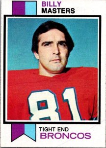 1973 Topps Football Card Billy Masters Denver Broncos sk2628