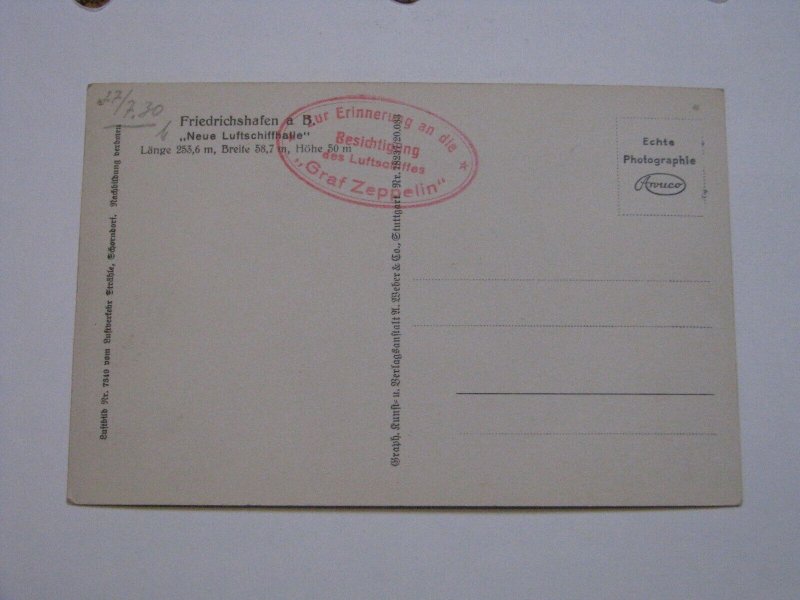 Postcard LZ 127 Graf Zeppelin Airship Handstamped Friedrichshafen 