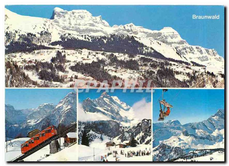 Modern Postcard Braunwald Gl Schweiz Blick auf die Bergterrasse Braunwald