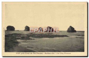 Old Postcard Zion near Croix de Vie called Rocks The five Pineaux