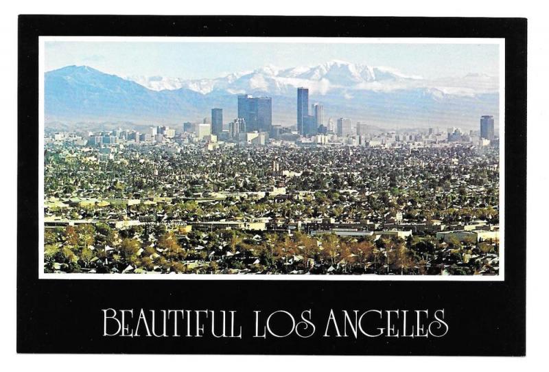 Los Angeles Skyline San Gabriel Mountains Postcard 4X6 CA