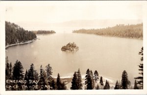 Lake Tahoe California RPPC view of Emerald Bay Real Photo Postcard W19