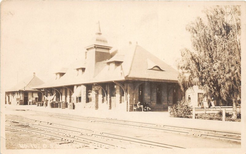 H83/ Boise Idaho RPPC Postcard c1910 O.S.L. Railroad Depot Station 184