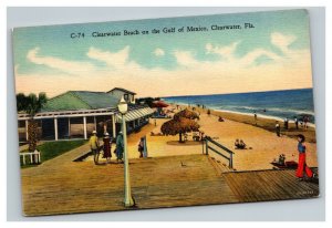 Vintage 1940's Postcard Clearwater Beach Gulf of Mexico Clearwater Florida