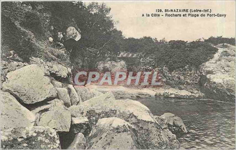 Old Postcard Saint Nazaire Loire Inf A Cote Rocks Beach and Port Gavy