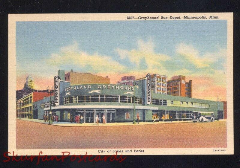 MINNEAPOLIS MINNESOTA GREYHOUND BUS DEPOT STATION VINTAGE LINEN POSTCARD