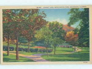 Unused Linen PARK SCENE Waukegan - Near Chicago Illinois IL H2296