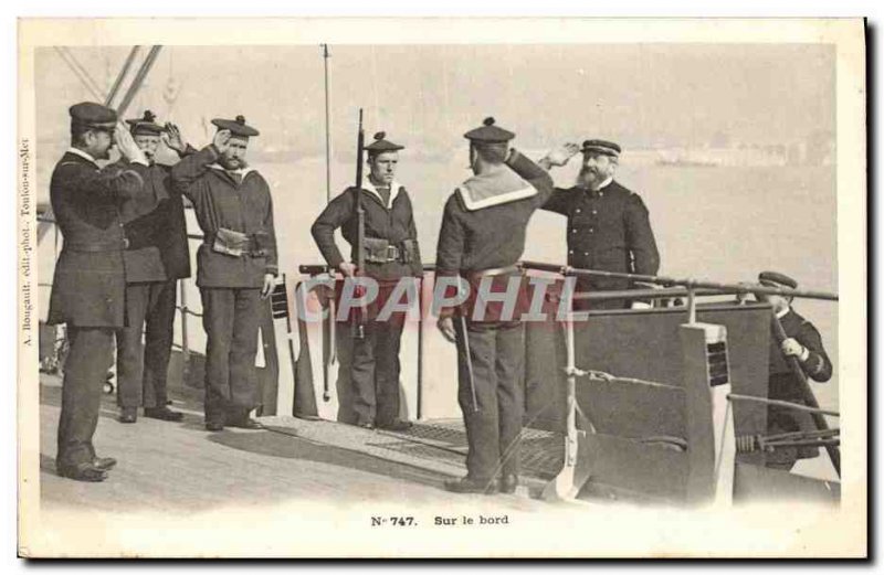 Postcard Old Boat Sailors aboard the heart War
