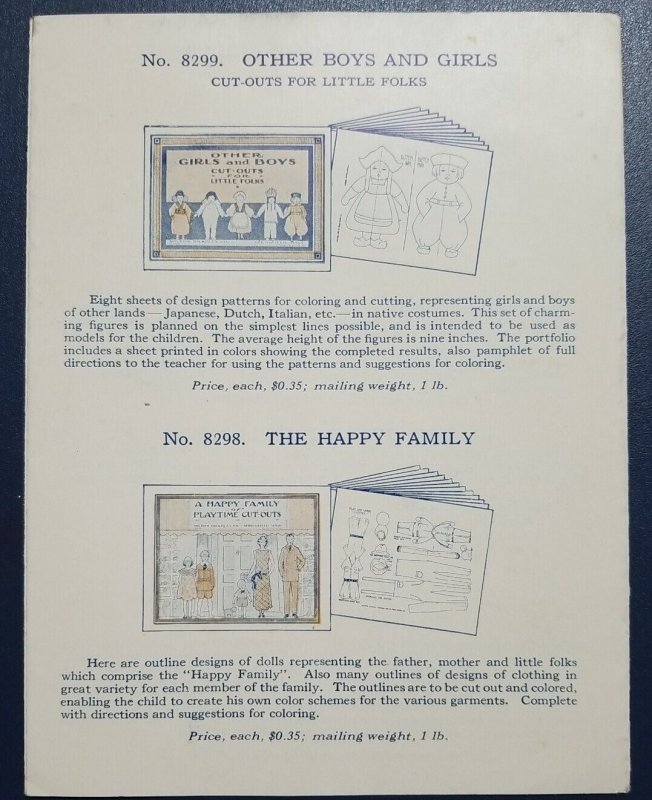 VINTAGE MILTON BRADLEY STRAIGHT LINE PICTURE CUT OUTS  - Print Ad c.1920s Advert 