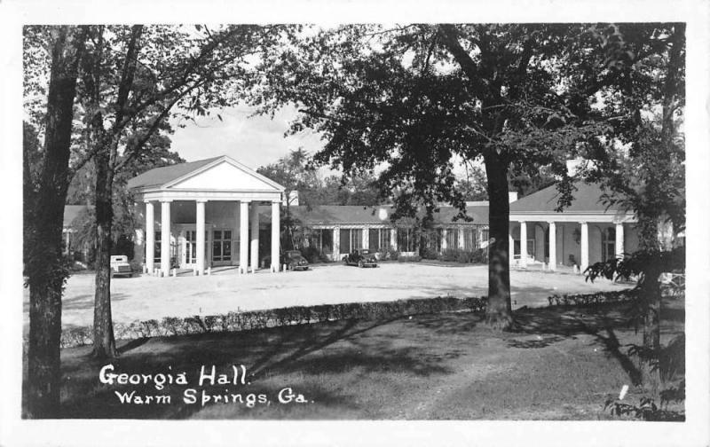 Warm Springs Georgia Hall Parking Entrance Real Photo Antique Postcard K10920